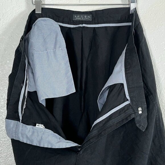 Sulka 100% Linen Pleated Shorts in Black Men's Size 38(tag size 40) - Picture 11 of 11